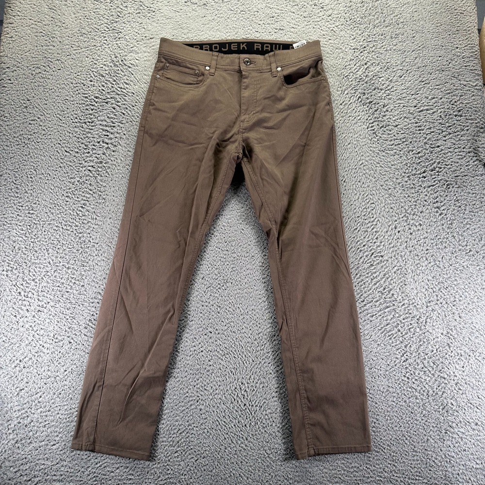 Projek Raw Pant Mens 33x30 Brown Rayon Golf Straight Performance Sports Stretch